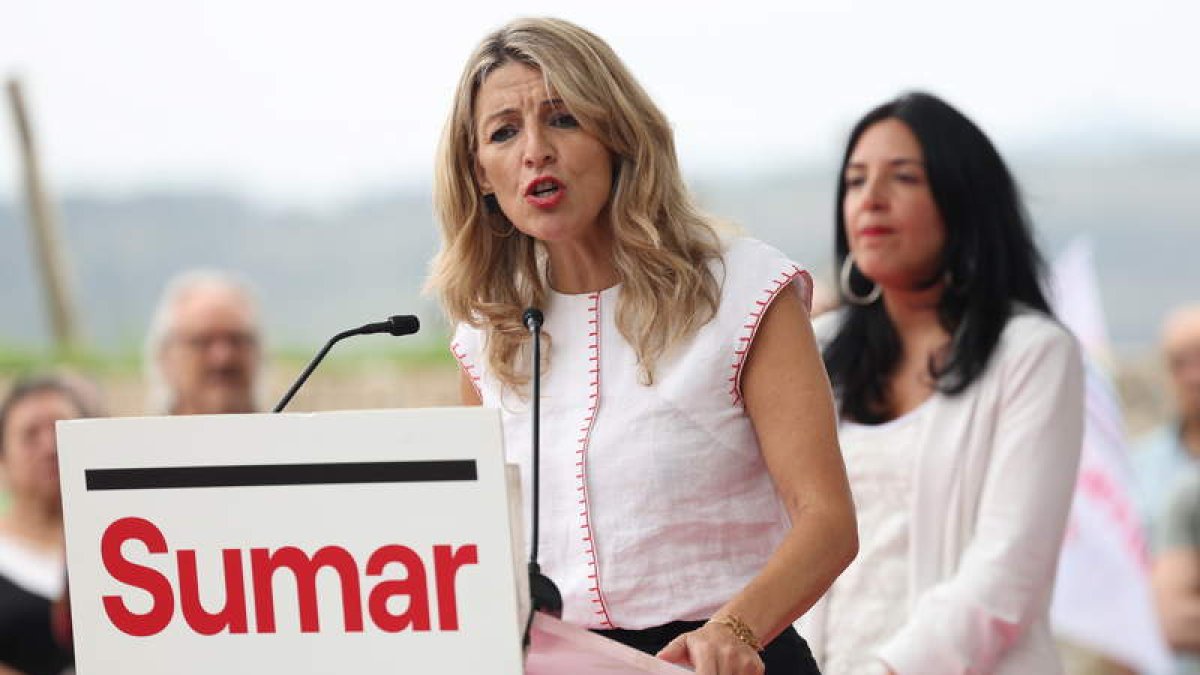 Yolanda Díaz en acto de Pamplona. VILLAR LÓPEZ