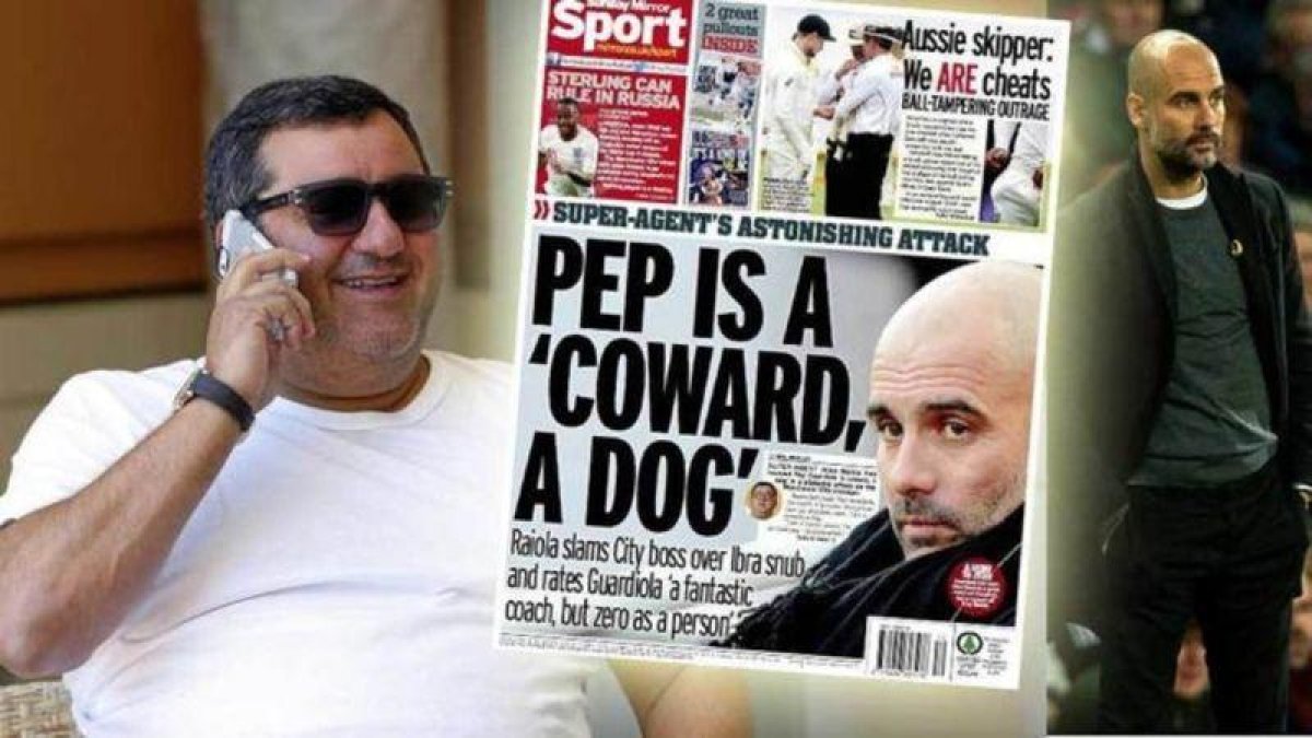 Raiola ha atacado a Guardiola en la prensa inglesa.