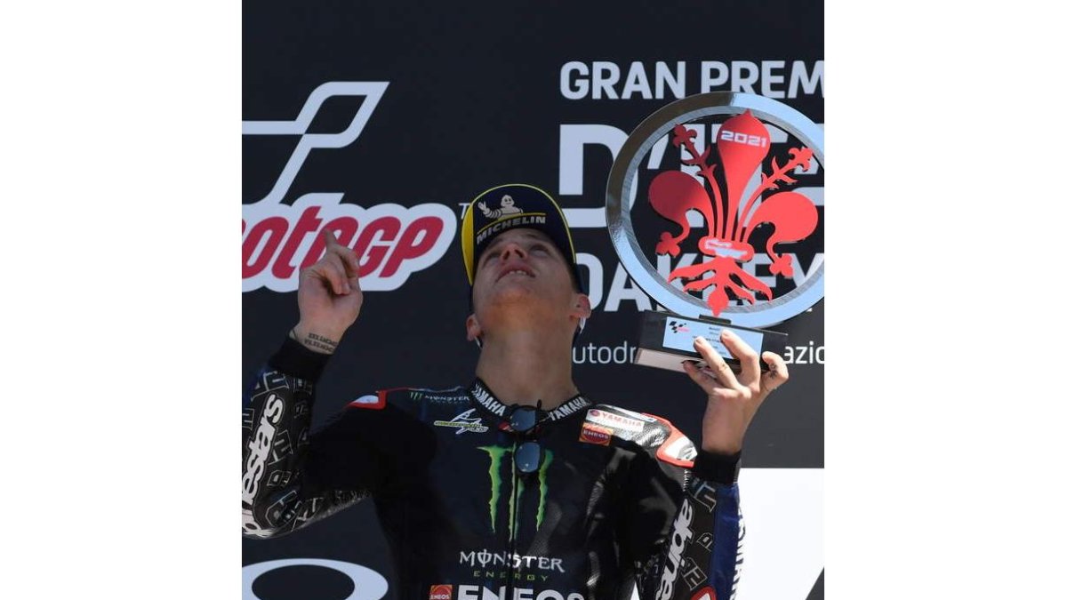 Quartararo dedicó el triunfo a Jason Dupasquier. GIOVANNI