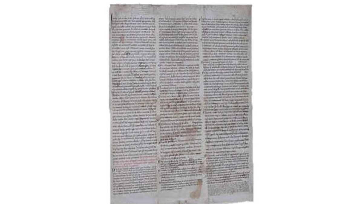 Pergamino del mandato de Alfonso IX al obispo de Orense.