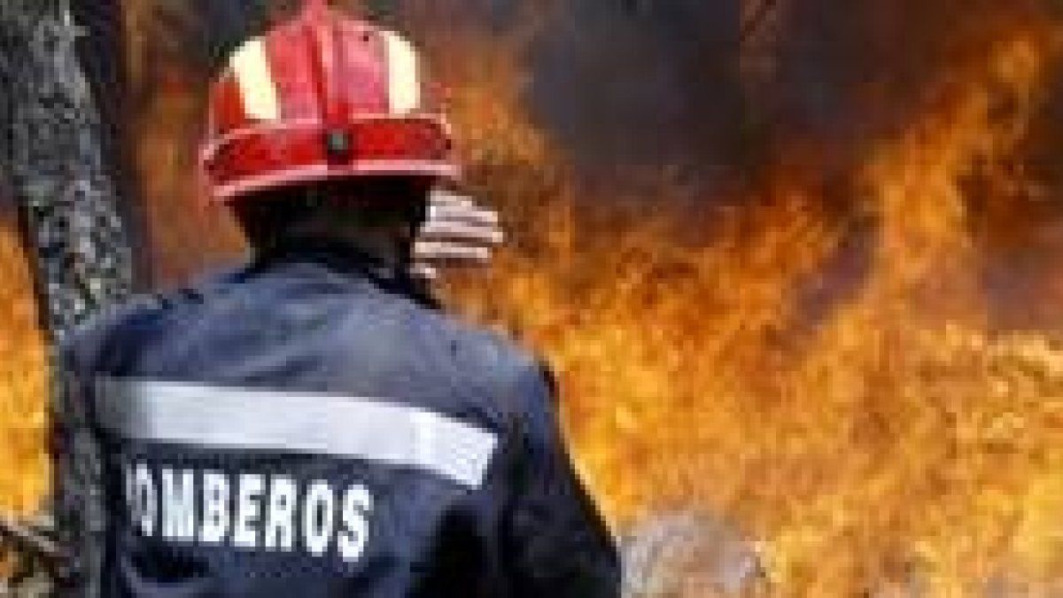 Un bombero intenta apagar el fuego que se registró en la sierra de La Culebra, en Zamora