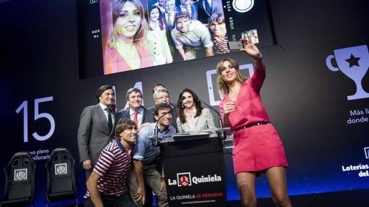 Un momento de la presentación de la nueva Quiniela, este lunes en Madrid.