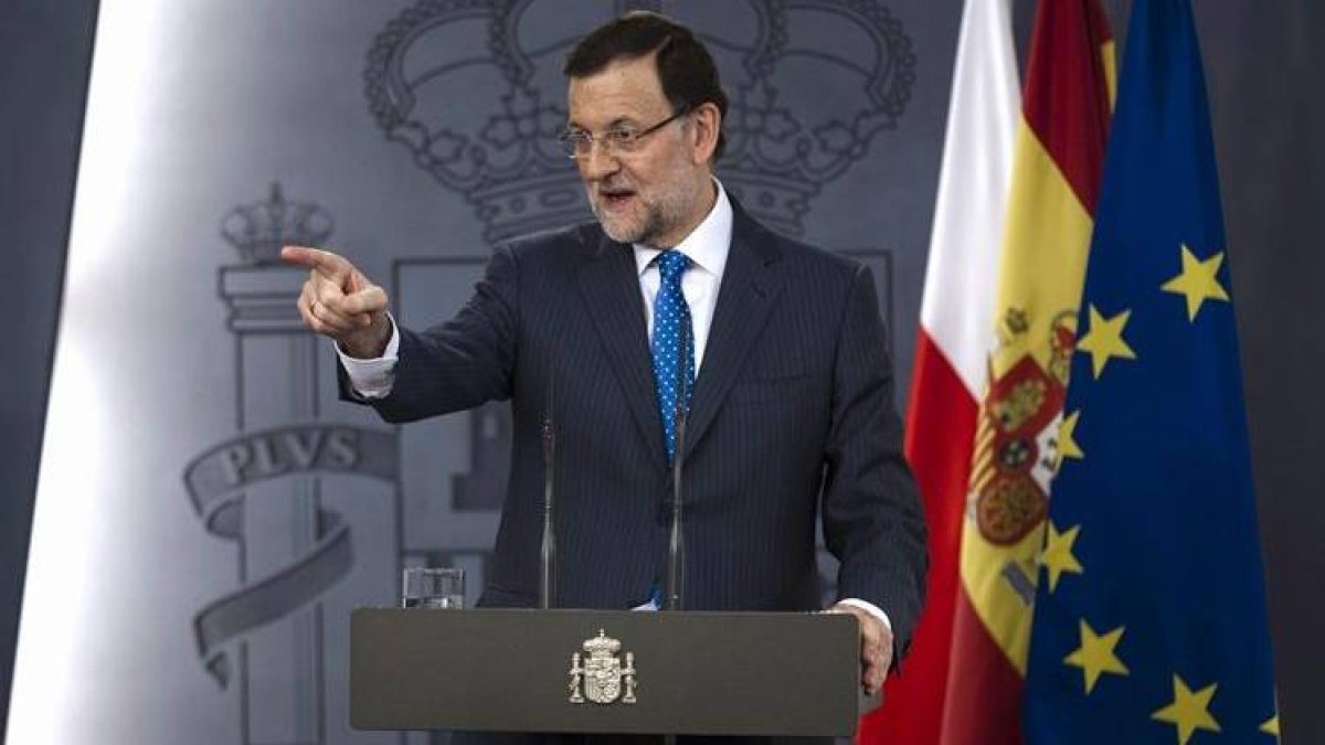 El presidente del Gobierno español, Mariano Rajoy, durante la rueda de prensa que ha ofrecido junto al primer ministro de Polonia, Donald Tusk.