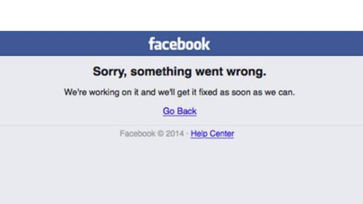 Mensaje de error de Facebook.