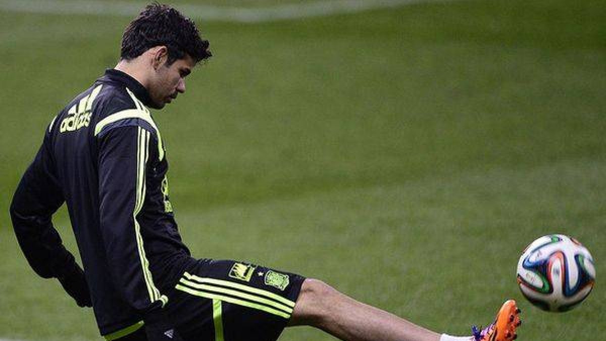 Diego Costa, durante un entrenamiento de la selección española, el pasado marzo.