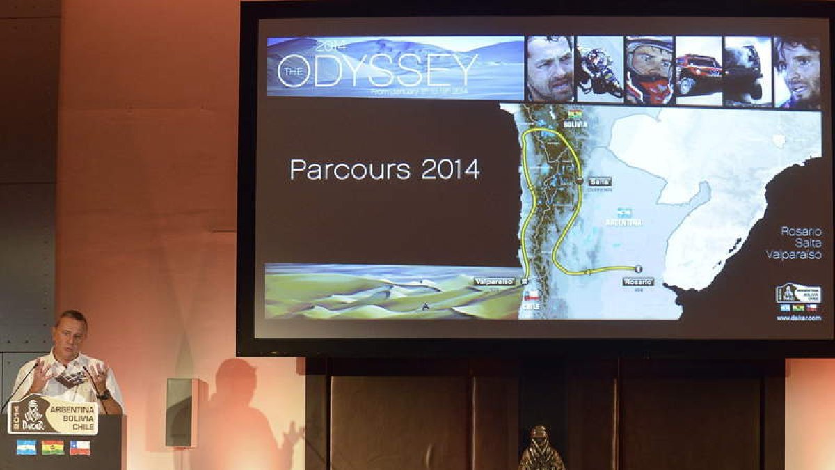 Etienne Lavigne, en la presentación del Dakar 2014.