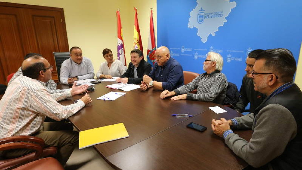 Integrantes de la mesa en defensa del sector energético comarcal ayer en la sede del Consejo.