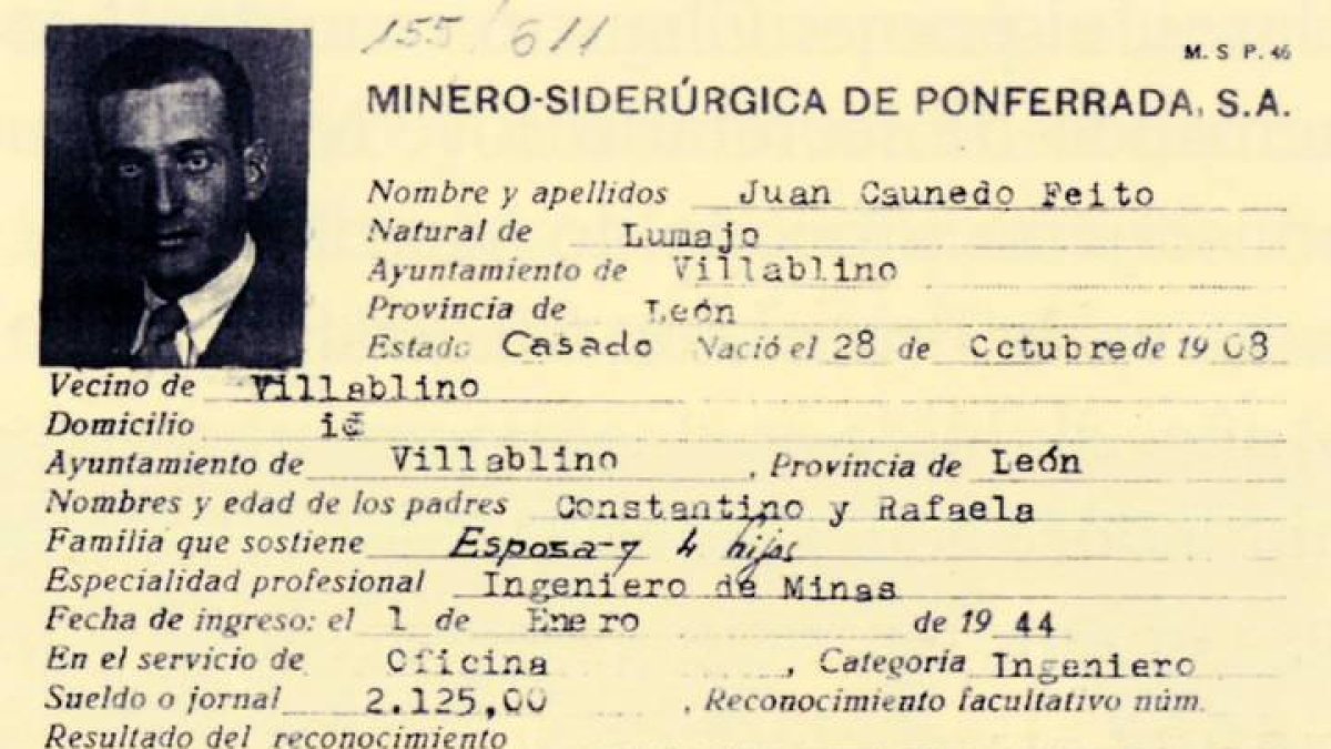 Imagen de una de las fichas que conserva la empresa Coto Minero Cantábrico