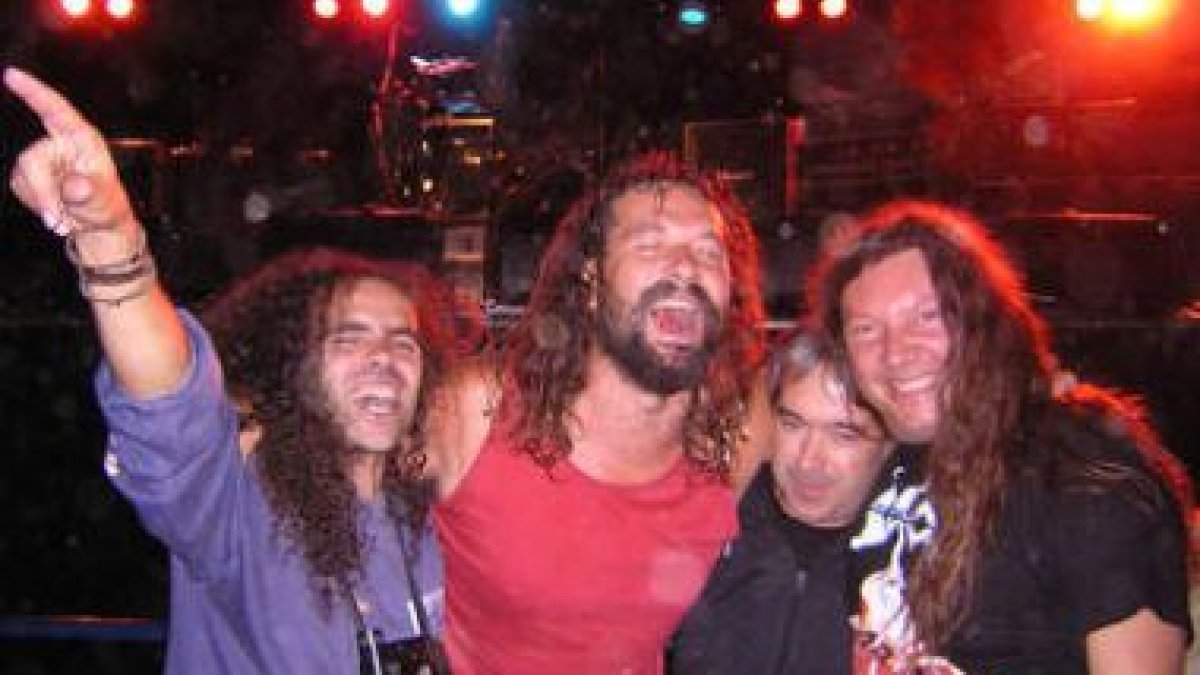 Los miembros del grupo Orión, tras un concierto.