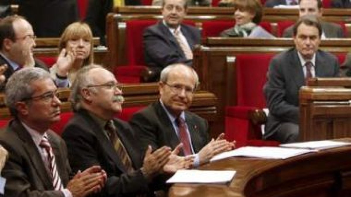 Joan Saura, Carod Rovira y Montilla en una de las últimas reuniones sobre el Estatut.