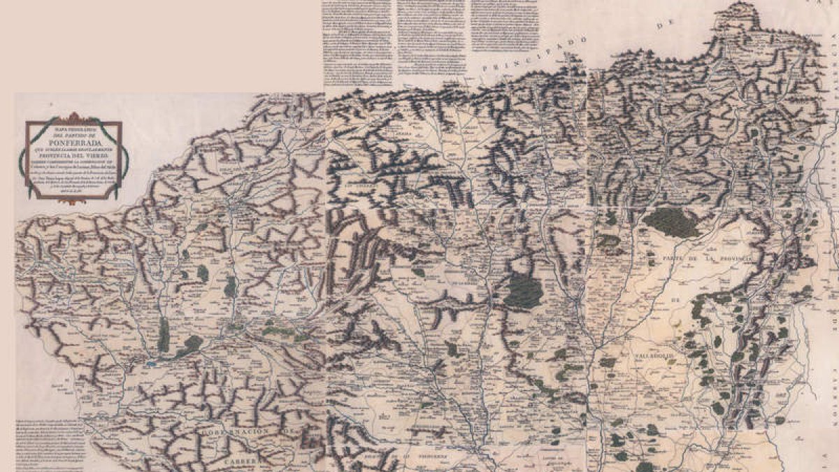 La imagen muestra, reunidos, los diferentes mapas de López sobre las zonas que hoy forman León