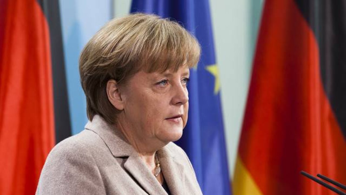 Angela Merkel, en una rueda de prensa, en Berlín.