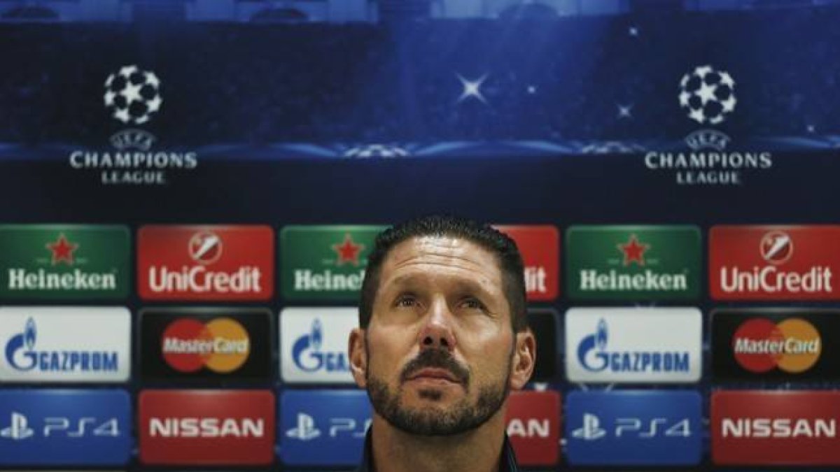 Diego Simeone durante la rueda de prensa previa al primer partido de la Liga de Campeones.