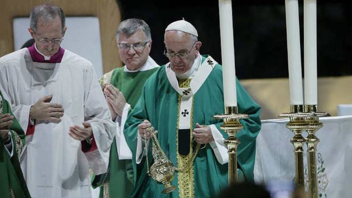 Jorge Mario Bergoglio en el Madison Square Garden de Nueva York.