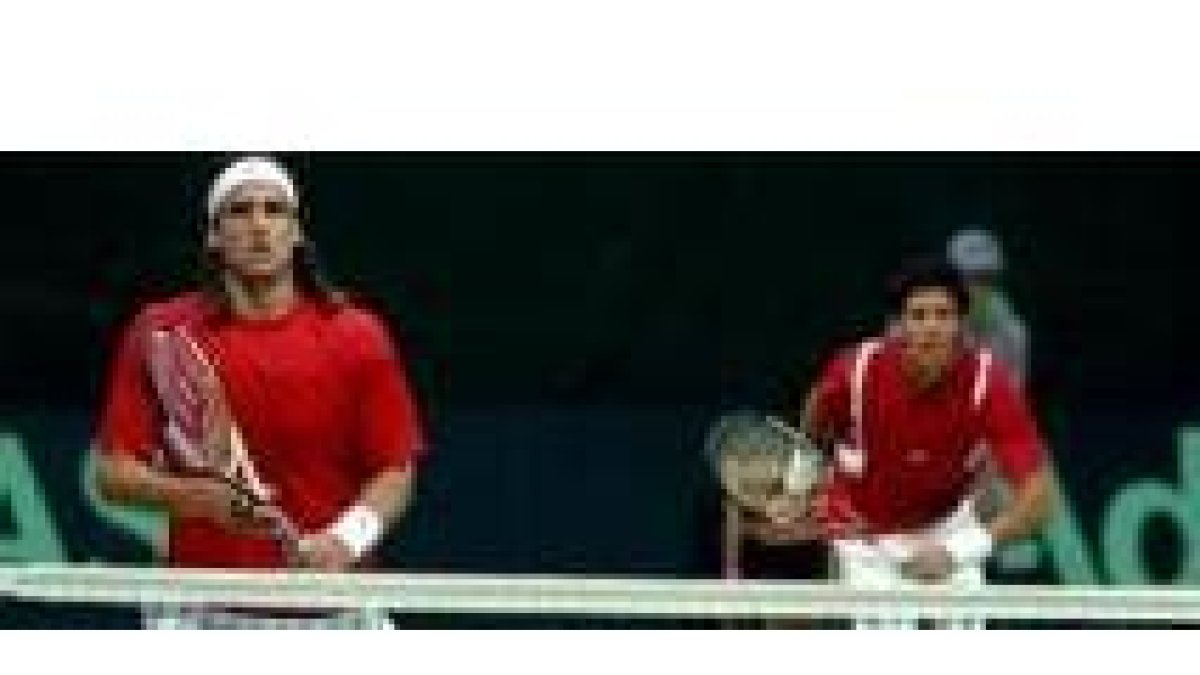 Feliciano y Verdasco, en el durísimo partido de ayer