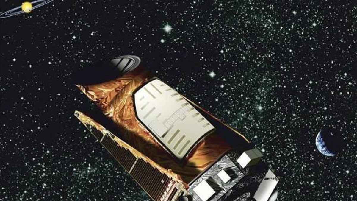Recreación del telescopio 'Kepler' en órbita, según la Nasa.