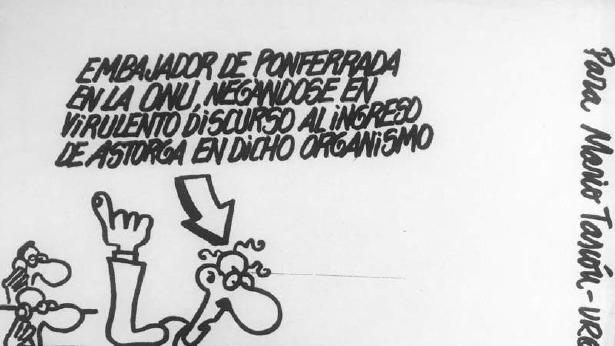 En las imágenese pueden verse dos de las viñetas realizadas por Forges que hacen alusión a Ponferrada y a su equipo de fútbol.