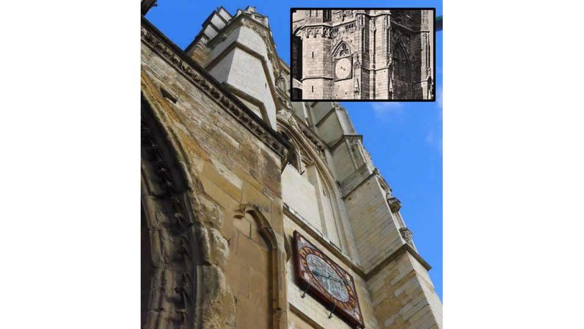 La Torre Sur de la Catedral tuvo tres relojes. Arriba la esfera anterior. La actual fue restaurada por Rolex en 1992. JUAN LESMES