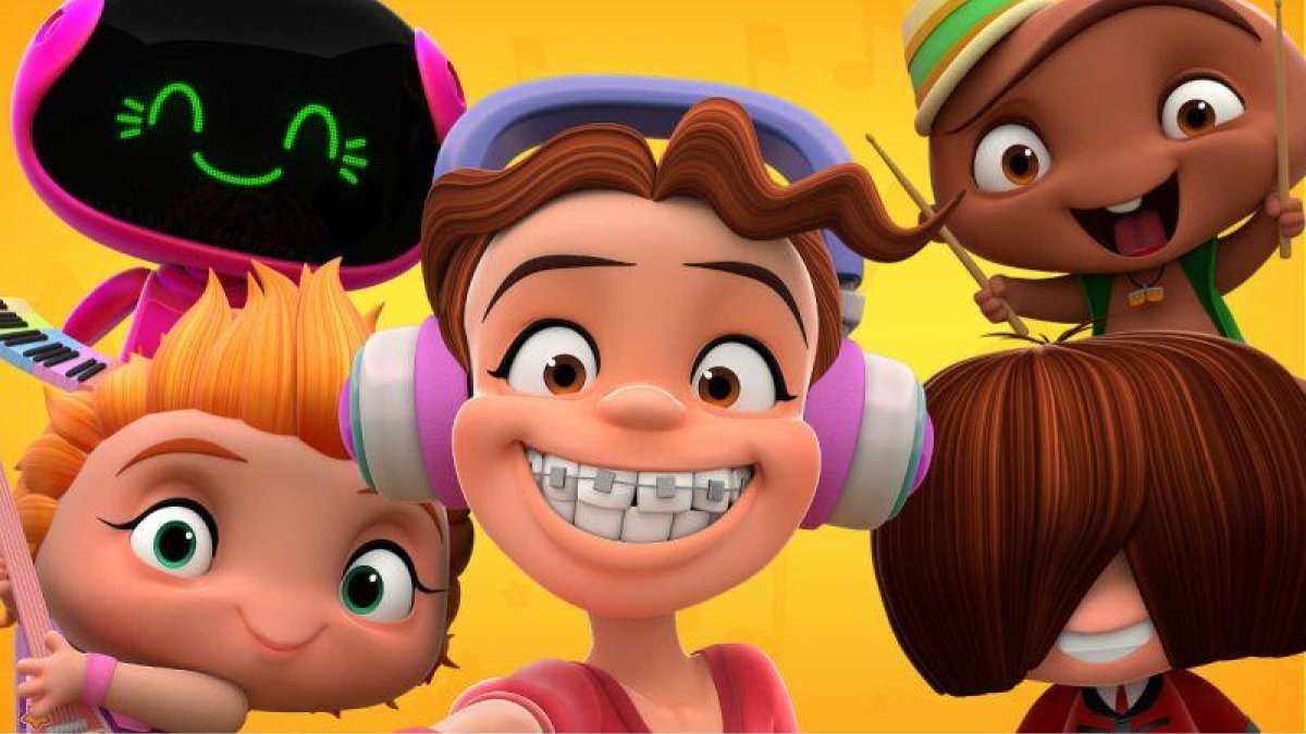 Imagen de la serie de dibujos animados Mini Beat Power Rockers, del director argentino Juan José Campanella.