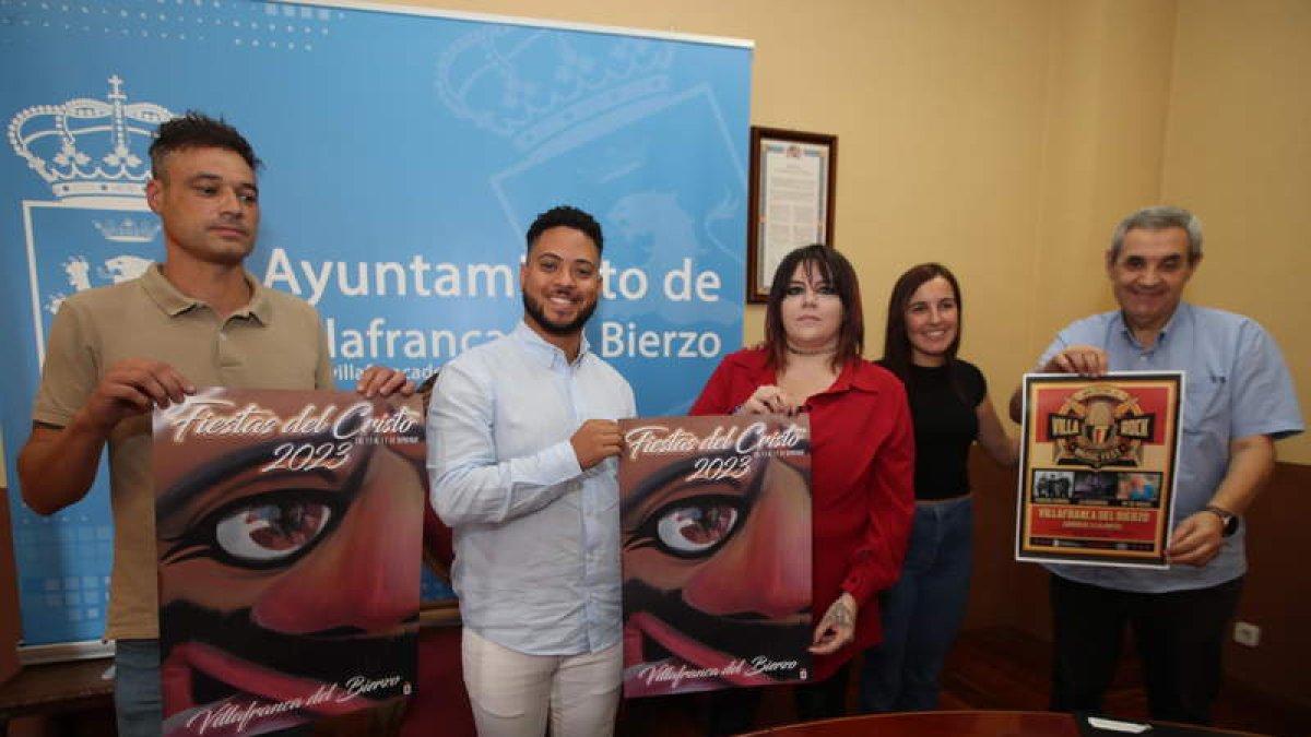 Presentación de las fiestas del Cristo, la semana pasado, en el Ayuntamiento de Villafranca. L. DE LA MATA