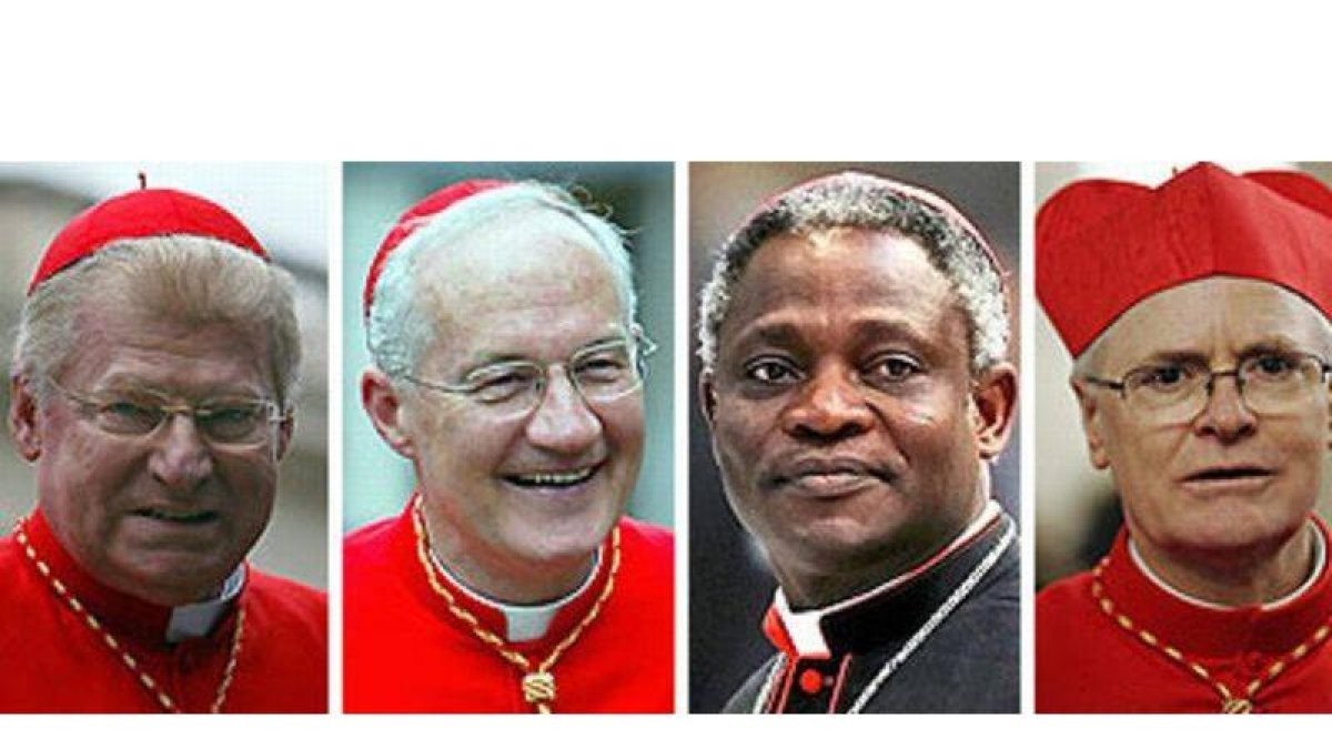 De izquierda a derecha, Angelo Scola, Marc Ouellet, Peter Turkson y Odilo Pedro Scherer.