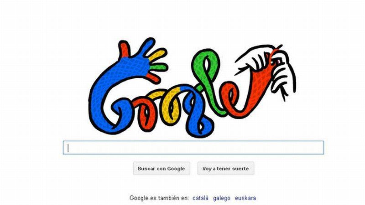 Google ha escogido este 'doodle', unas manos animadas tejiendo lana, para dar la bienvenida al solsticio de invierno.