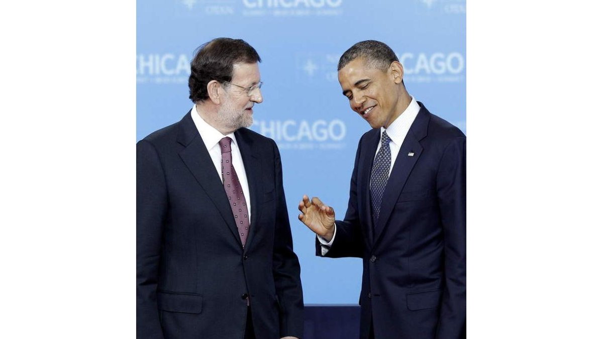Rajoy con Obama ayer, en Chicago.