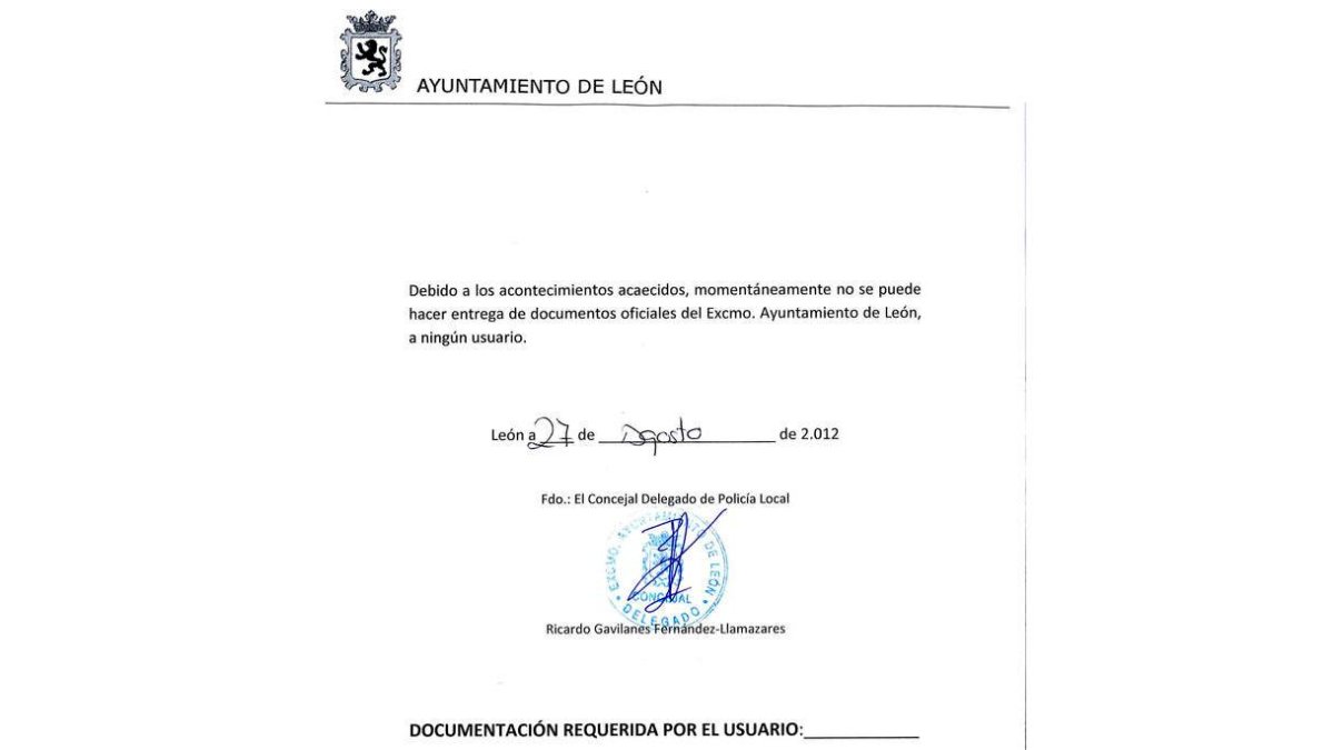 Reproducción del documento que se entrega.