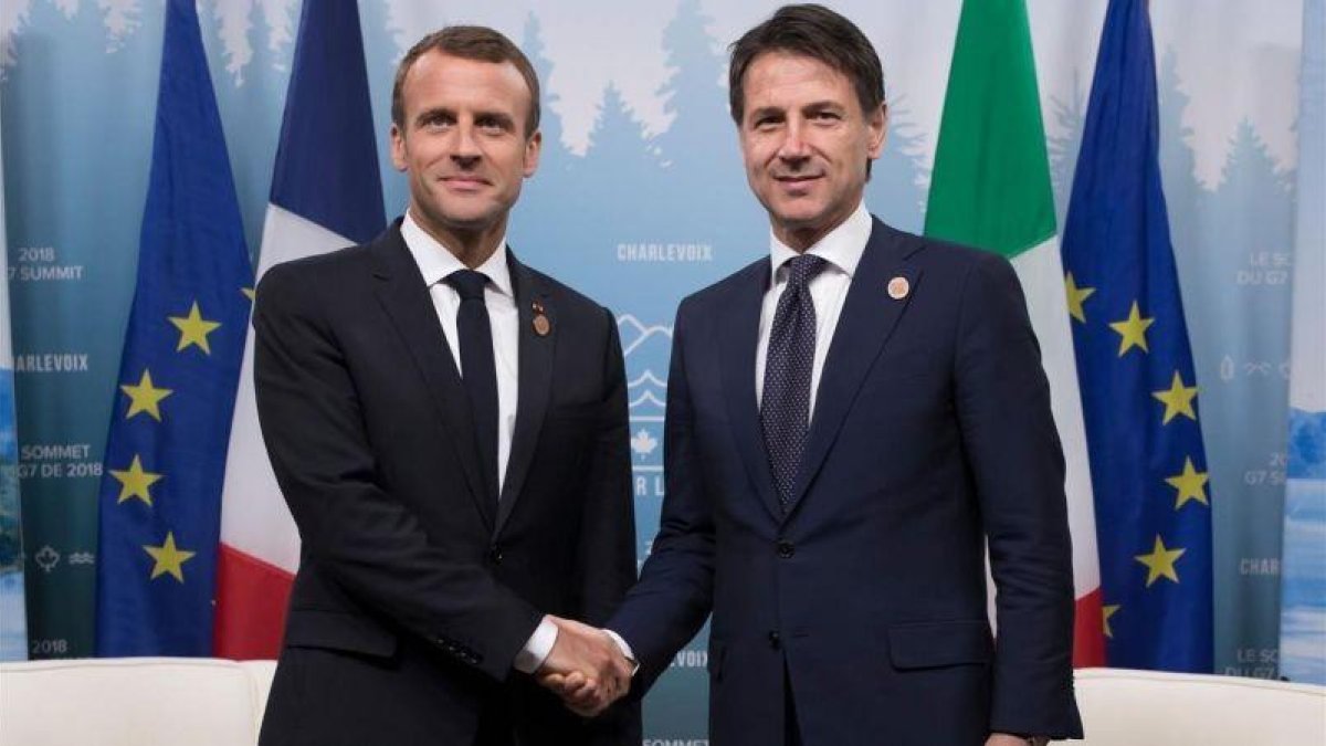 Macrón (izquierda) y Conte en una foto del pasado 9 de junio, antes de la crisis del Aquarius.