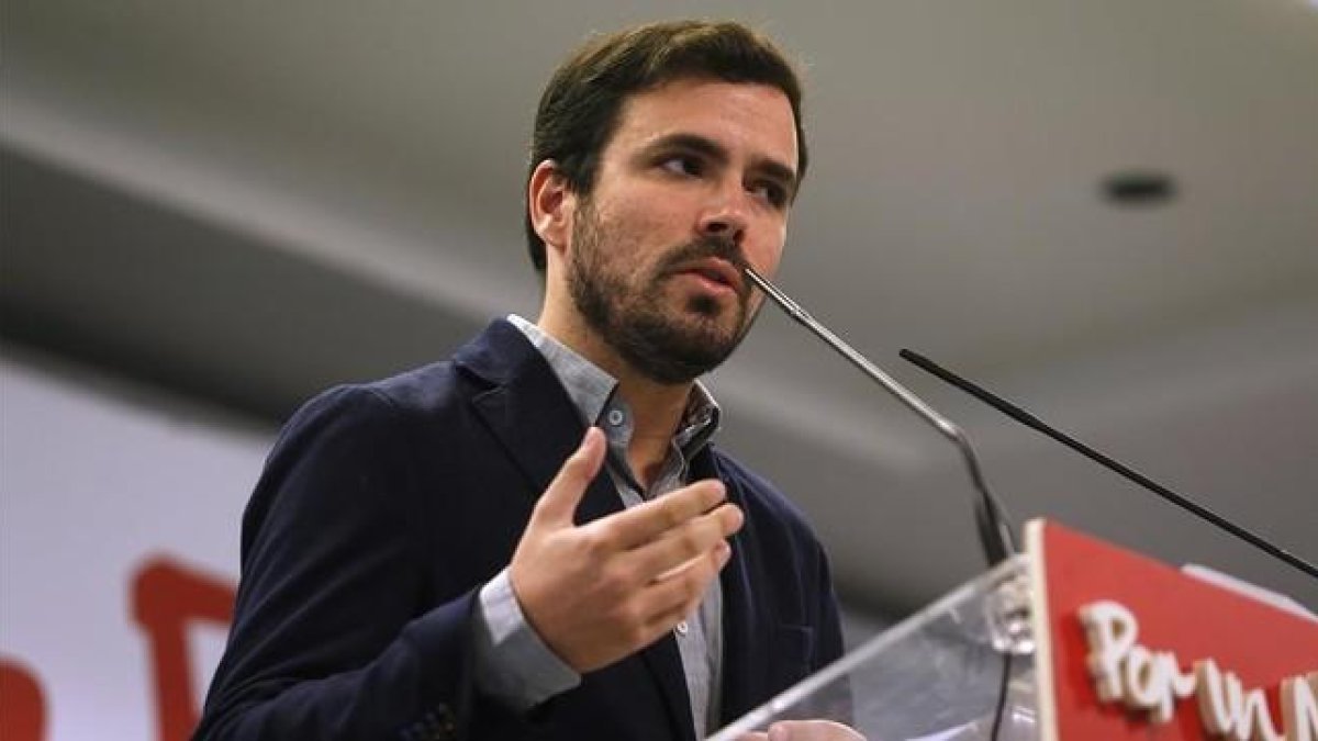 Alberto Garzón, en una comparecencia ante los medios