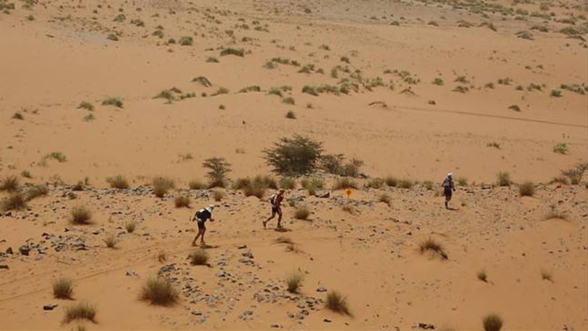 Un momento de la prueba del Maratón de Sables por el desierto.