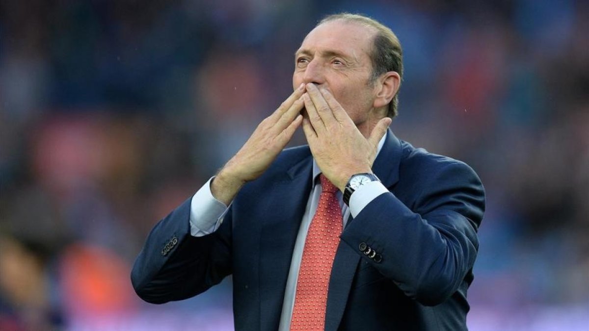 Quini, en el homenaje que recibió en el Camp Nou en abril del 2016.