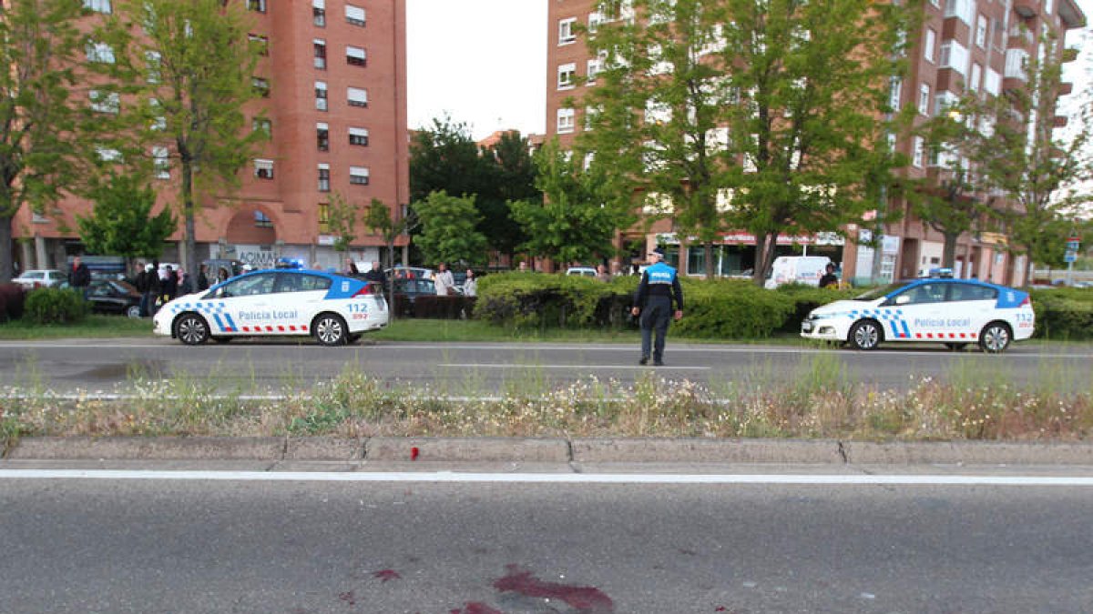 La mancha de sangre del suelo muestra el lugar del atropello.