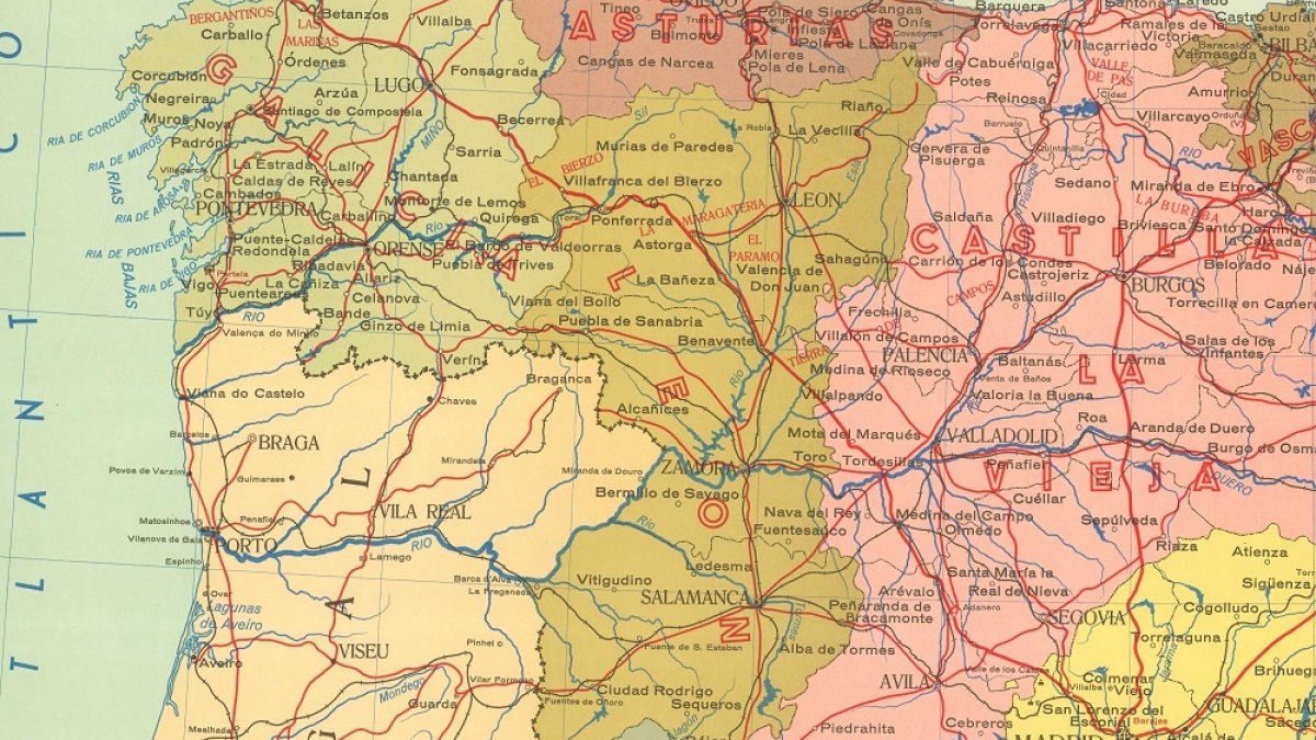 Detalle de la Región Leonesa en la división regional vigente al aprobarse la Constitución.