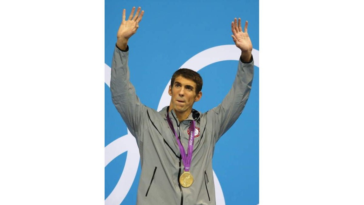 Phelps celebra uno de los cuatro oros que logró en Londres.