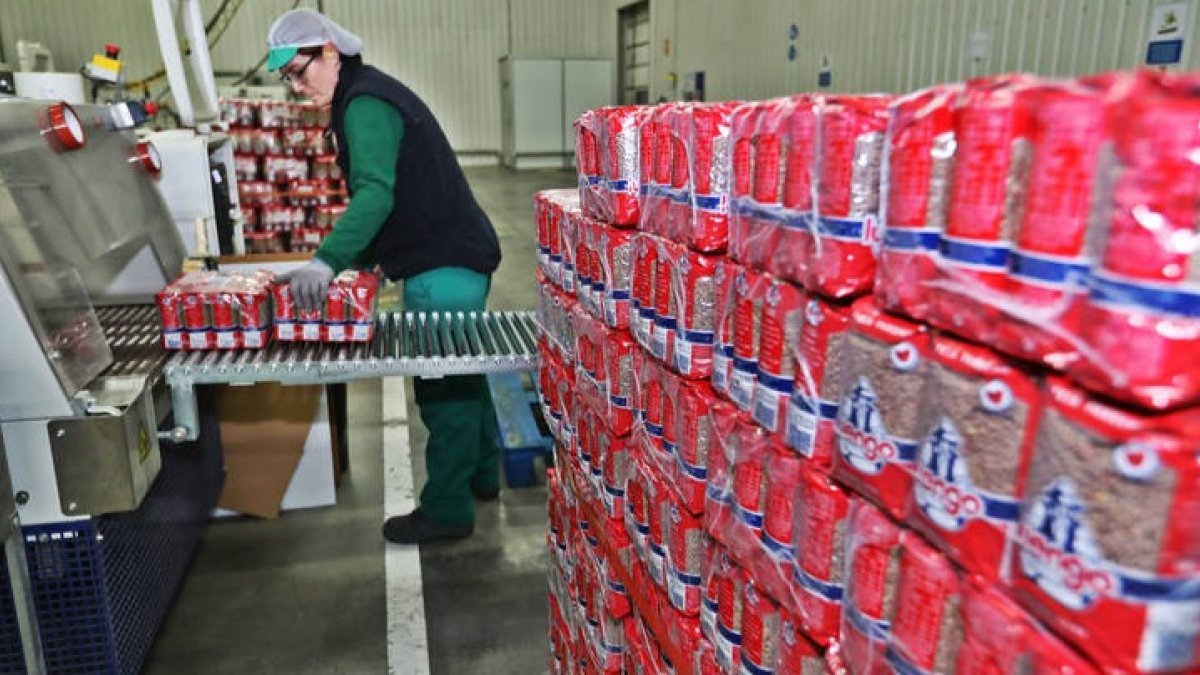 Lineal de envasado de legumbres en una de las factorías de Luengo. RAMIRO