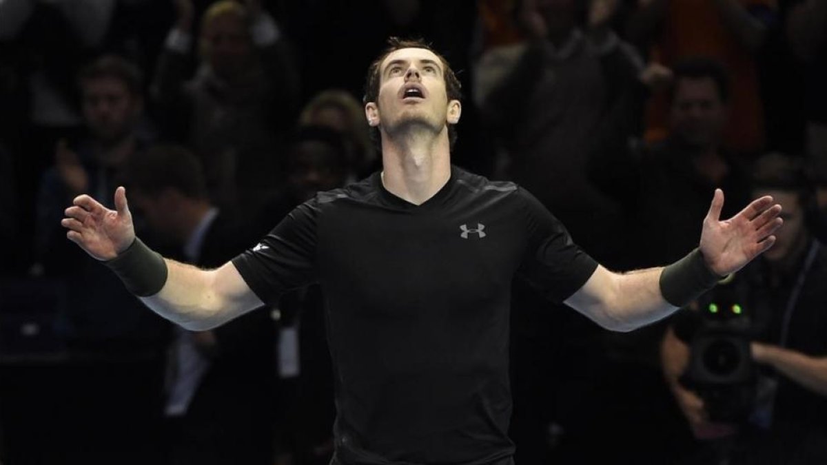 Murray celebra su clasificación para la final tras imponerse a Raonic.