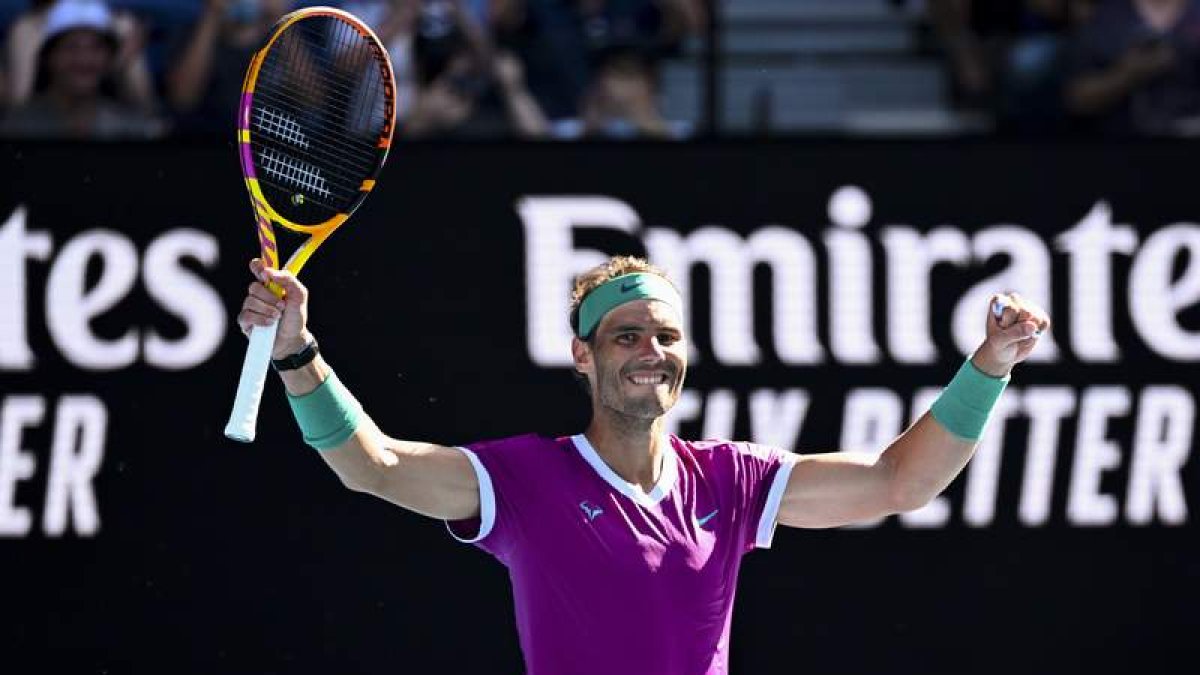 Rafa Nadal celebra uno de sus golpes ganadores frente al francés Mannarino. DAVE HUNT