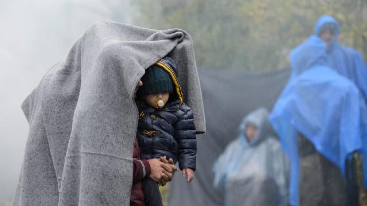 Refugiados en la frontera de Eslovenia.