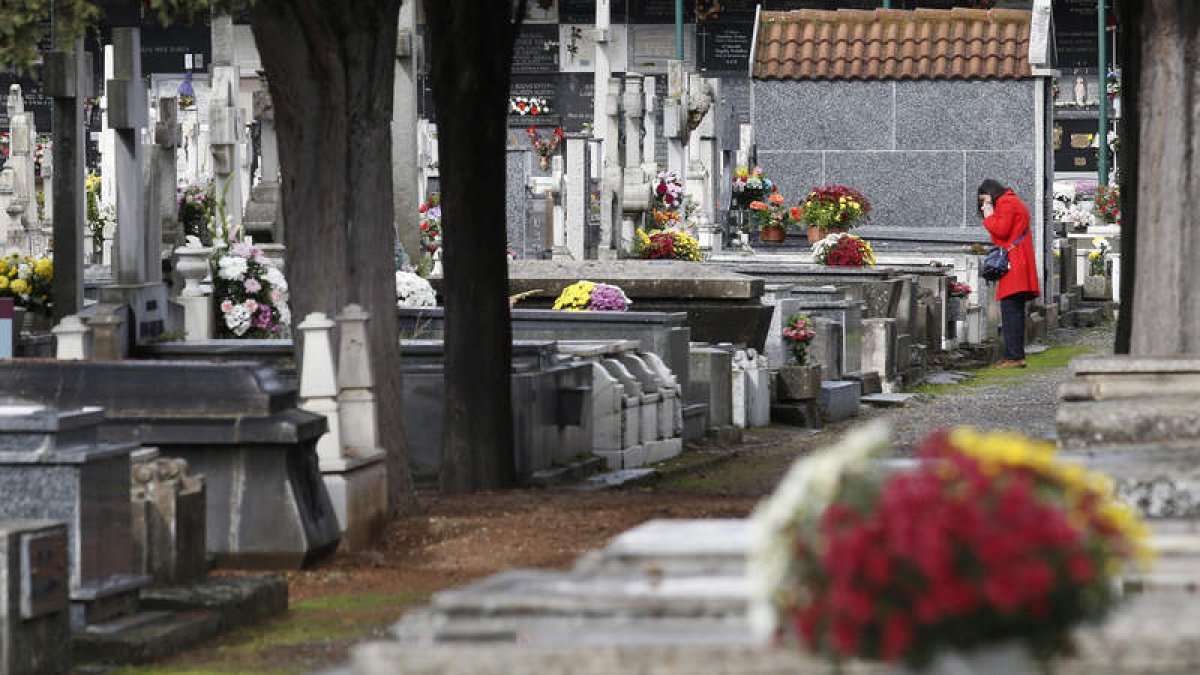 Vista parcial del cementerio de León, al mediodía de ayer. FERNANDO OTERO