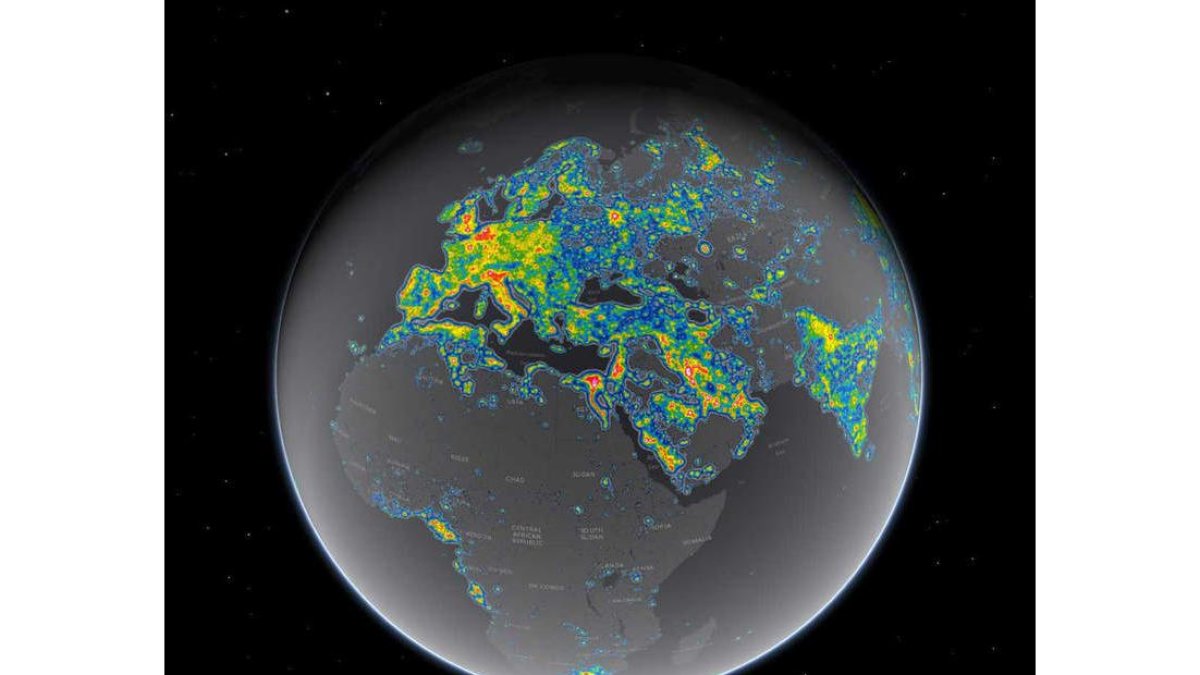 Países con más contaminación lumínica, según el estudio. SCIENCE ADVANCES