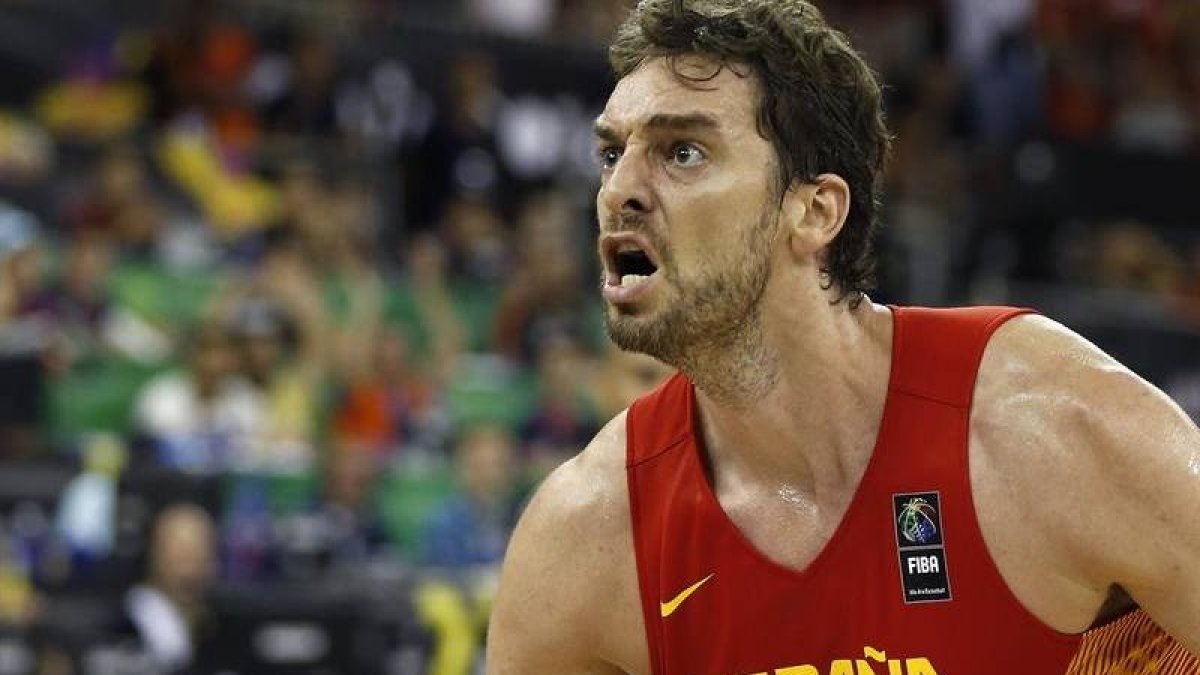 Pau Gasol durante el partido de España contra Brasil.
