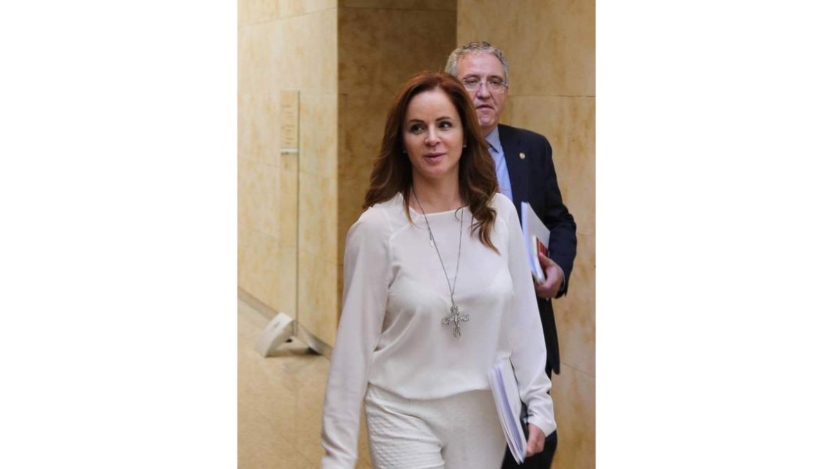 Silvia Clemente y Óscar Reguera, ayer, en las Cortes.