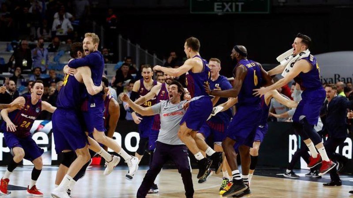 Los azulgranas celebran el triunfo