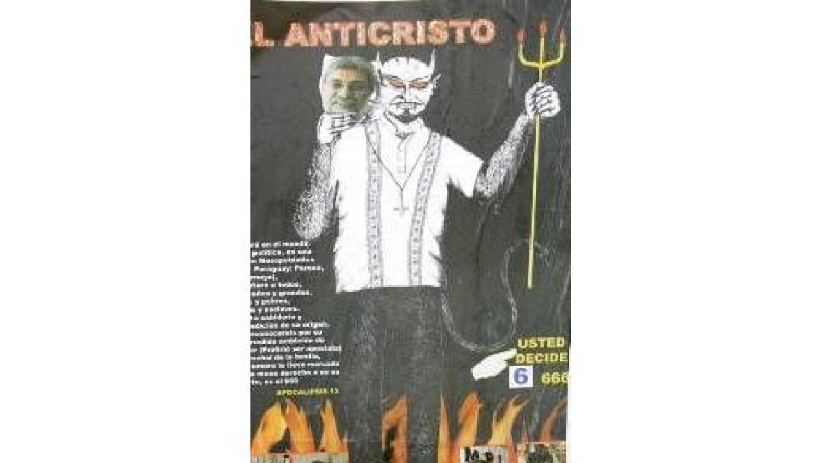 Un cartel electoral contrario al ex-obispo Lugo
