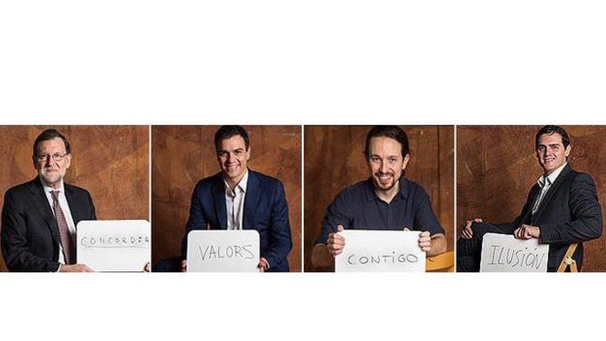 Mariano Rajoy, Pedro Sánchez, Pablo Iglesias y Albert Rivera posan para EL PERIÓDICO