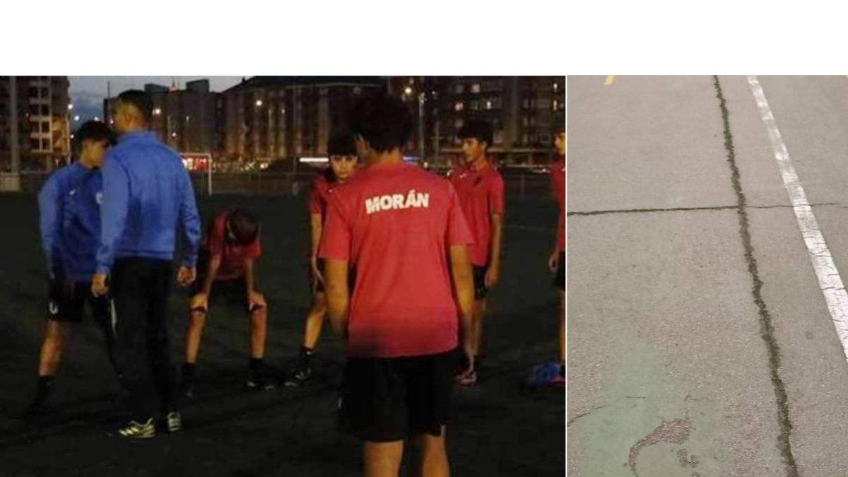 Los futbolistas de cantera siguen entrenando a oscuras y las pistas de tenis están agrietadas. RAMIRO / DL