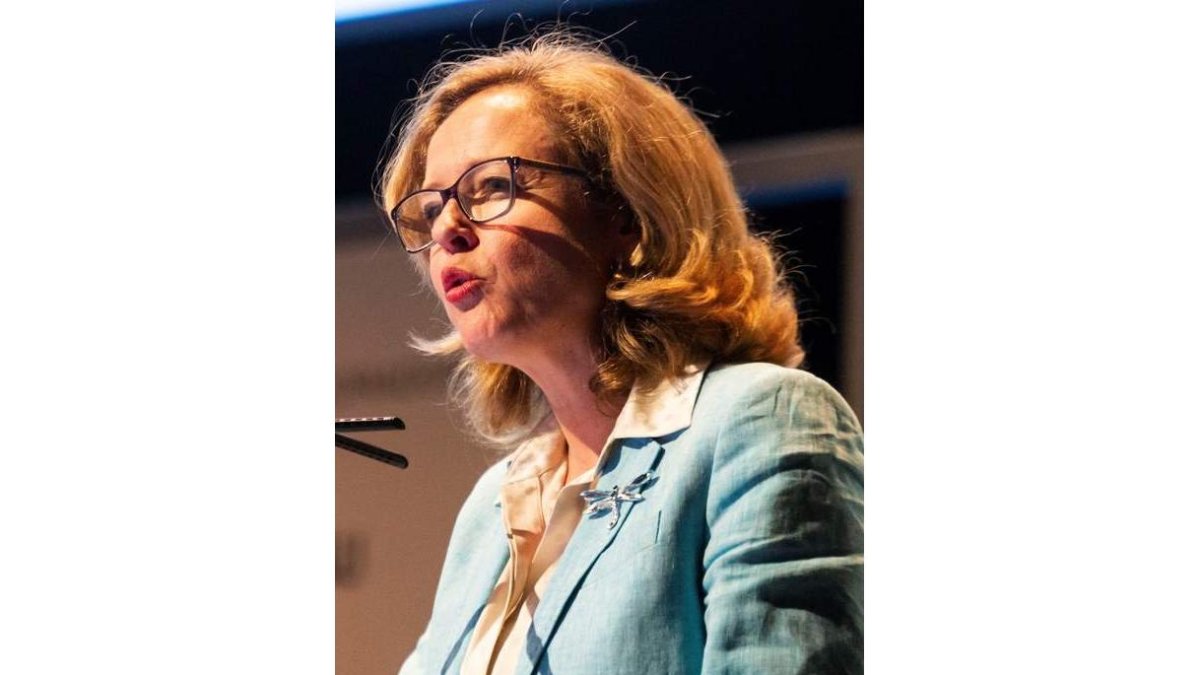 La ministra de Economía, Nadia Calviño, ayer en Palma. CATI CLADERA