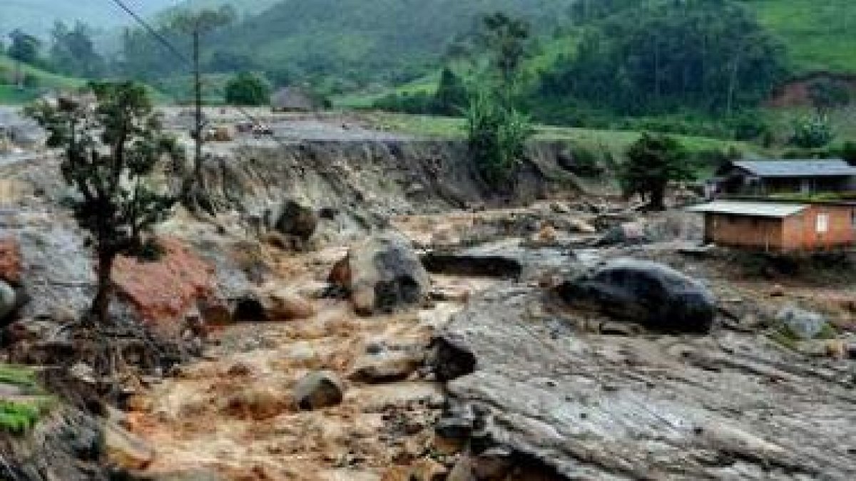 Fotografía de una zona rural afectada por las lluvias en la ciudad de Teresópolis.