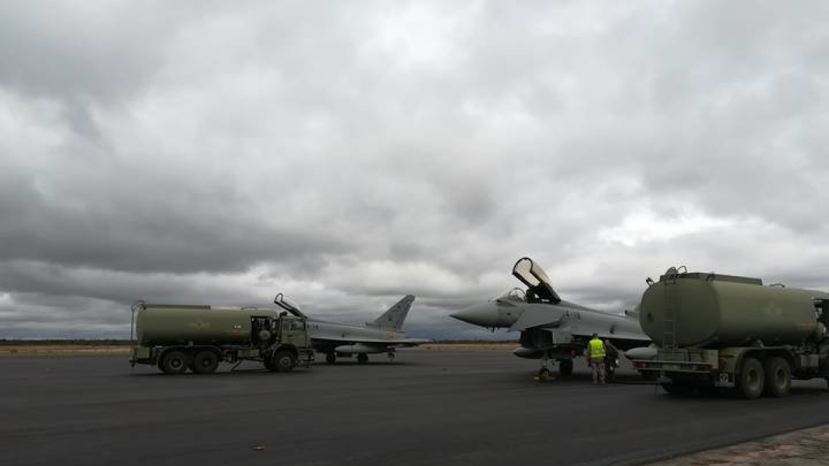 Dos Eurofighter en la base de León en una imagen de archivo. 